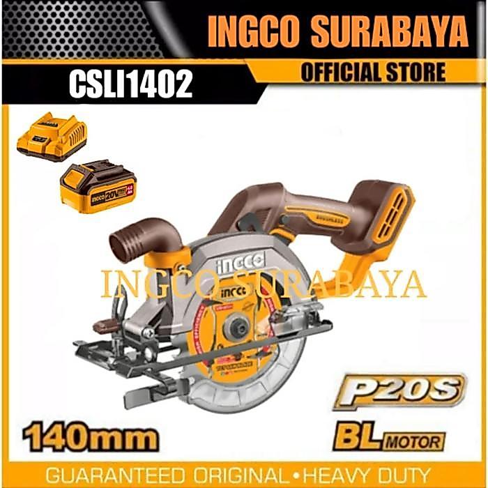 maju store12 INGCO CSLI1402 CIRCULAR SAW CORDLESS MINI 5" GERGAJI SERKEL BATERAI