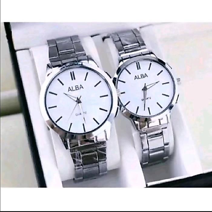 LUB ALBA promo jam tangan couple pasangan rantai stainless ALBA Watches untuk Pasangan Elegan