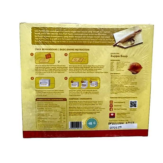 Dryfood- Puff Pastry Sheet Frozen Zuppa Soup Edo 375 750 Gram / Kulit Pastry Siap Pakai