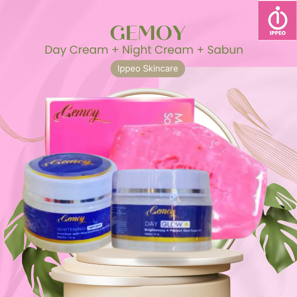 BUNDLING Gemoy Day Cream + Night Cream + Milky Rose Pinky Soap - Mencerahkan serta Mengglowingkan Wa