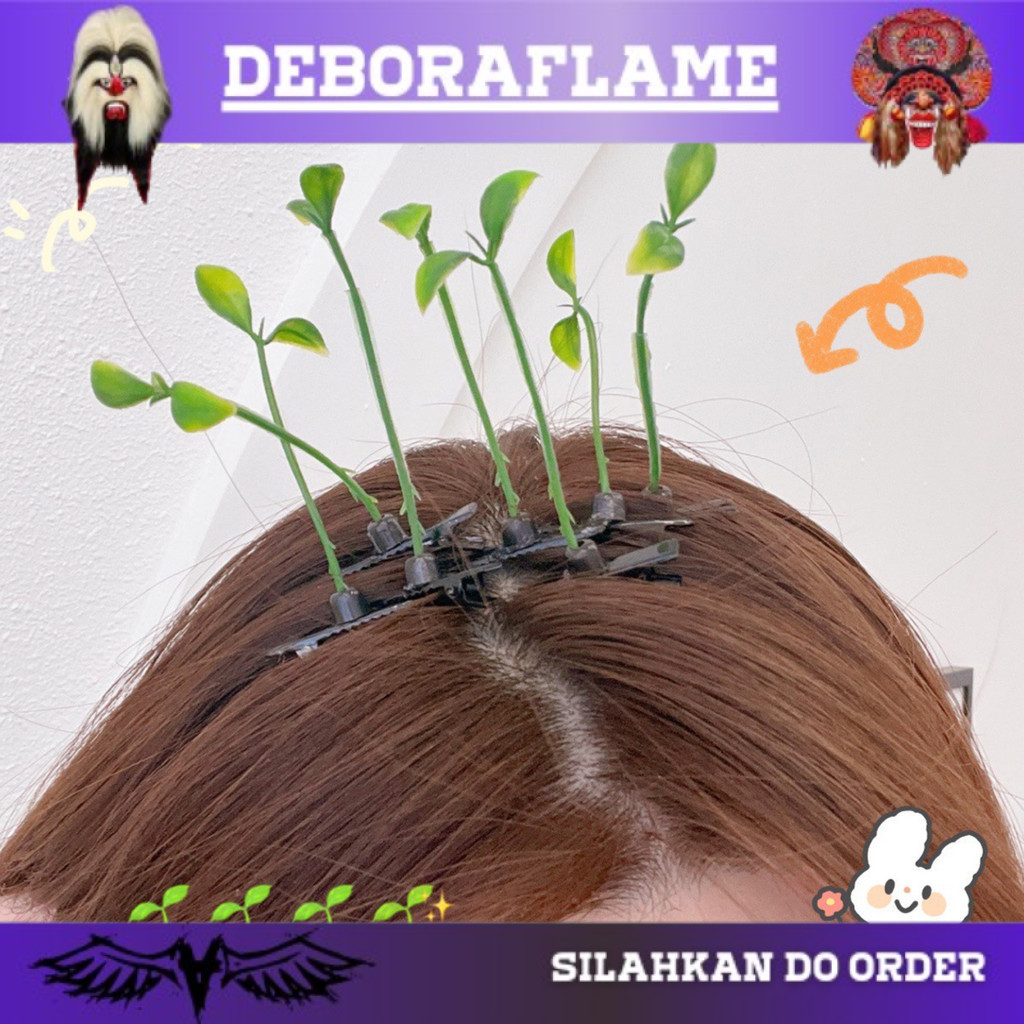 viral HPDA hairpin sepucuk daun tunas tauge sporut hick jepit rambut cosplay cos