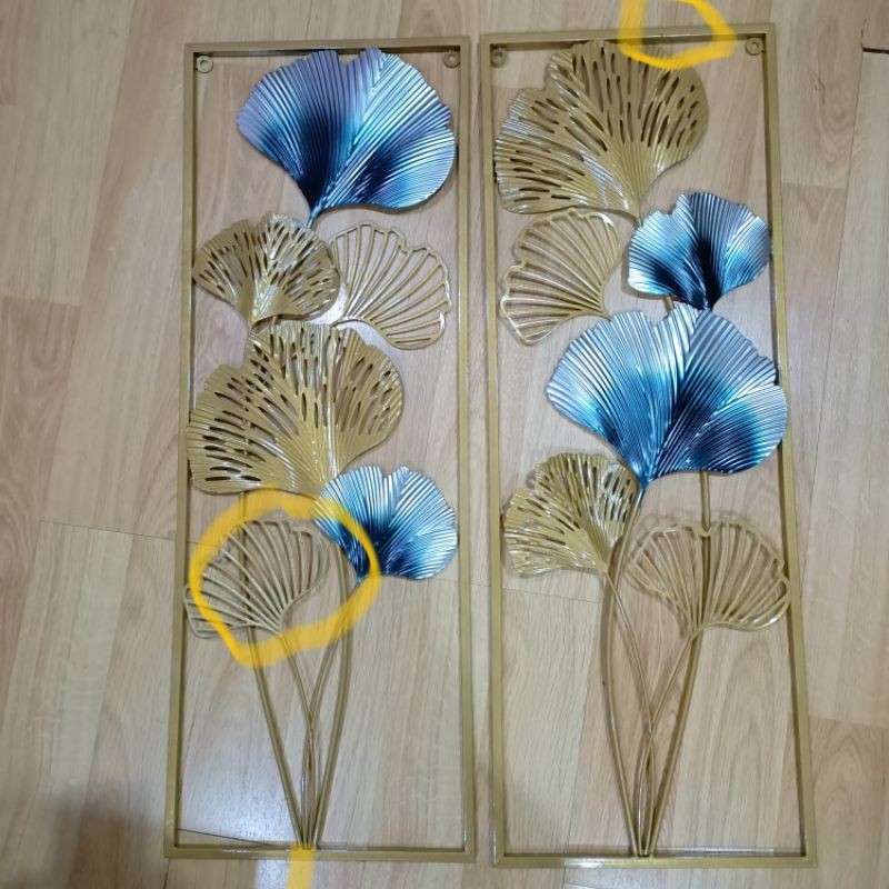 Hiasan Dinding mewah Frame Metal Gold  Leaf Ginko Scandinavian/ Nordic / Ornaments Wall Decor Set