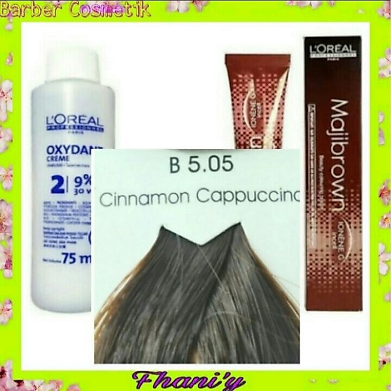 cat rambut loreal majibrown B5.05 cinamon capucino + oxidant / seri khusus tutup uban