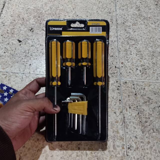 Obeng set 4 pcs plus kunci L set panda obeng min obeng plus kunci L