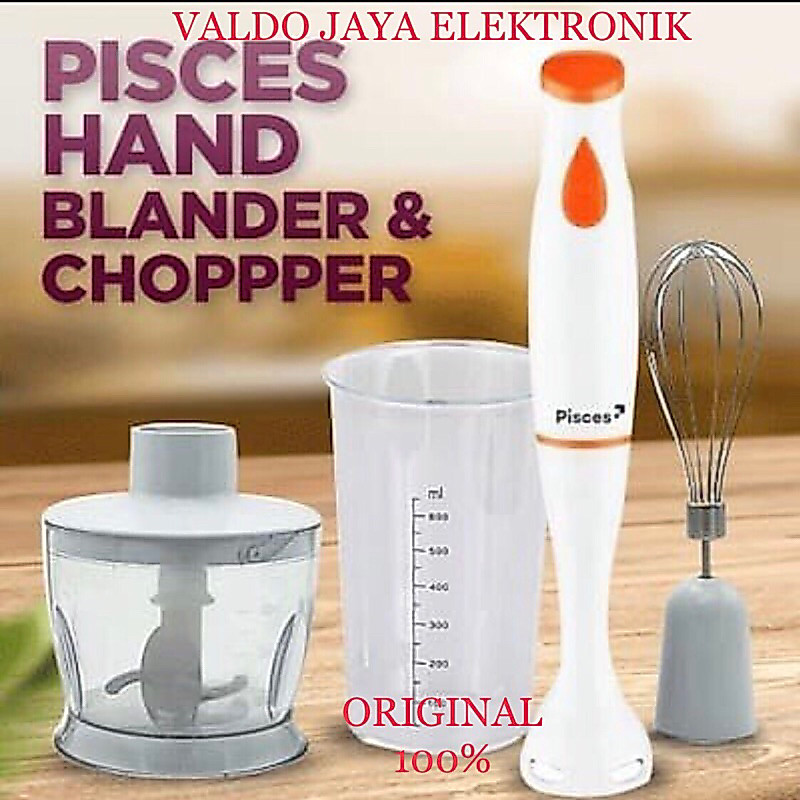 Pisces PHB400 Hand Blender 4 in 1 Putih, 500 ml, 200 Watt