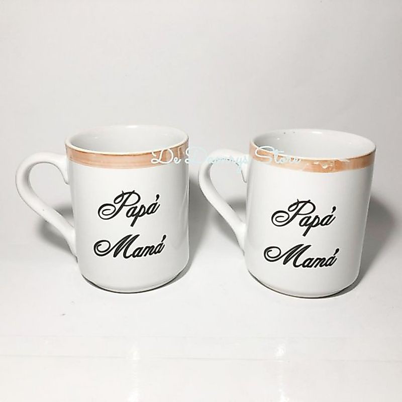 Gelas Couple MAMA PAPA Gelas Kado Ulang Tahun Cangkir Mama Papa Gelas Keramik Set Mama Papa