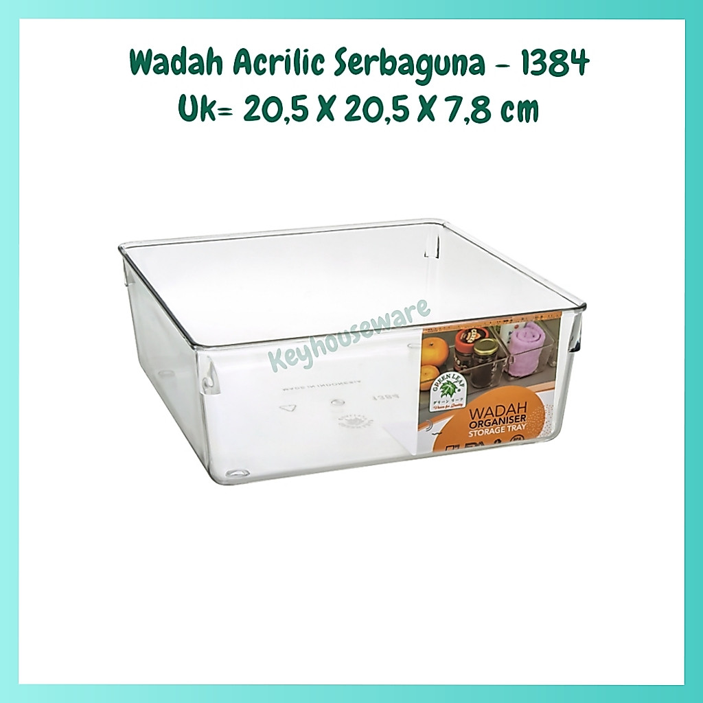 Wadah Penyimpanan Kulkas / Kotak Penyimpanan Sebaguna Acrilic / Green Leaf 1384