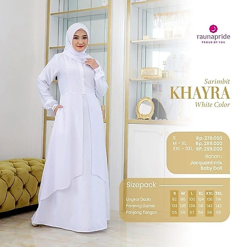 GAMIS RAUNA KHAYRA DEWASA DAN REMAJA WARNA HITAM DAN PUTIH