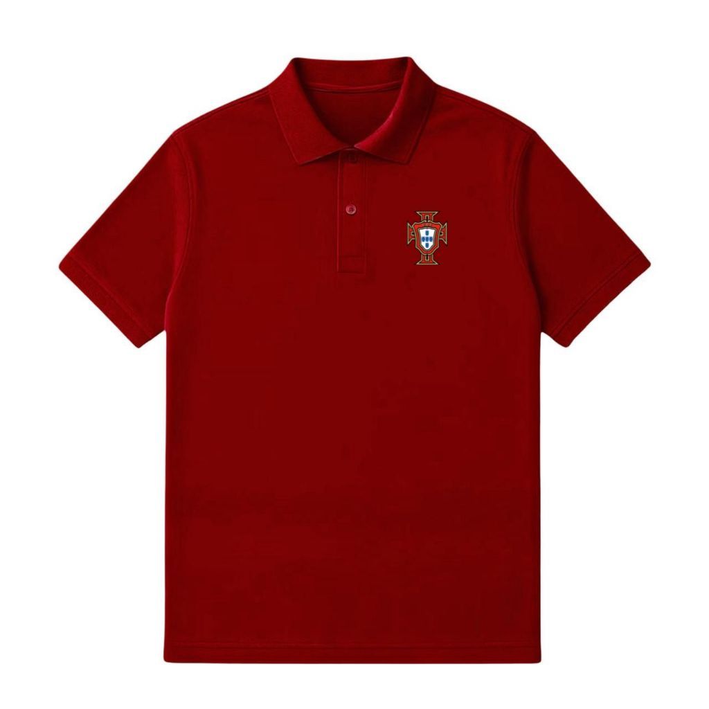 Polo Shirt Negara Portugal Kaos Bola Piala Dunia 2026 Kaos Kerah Pria Wanita-Marun