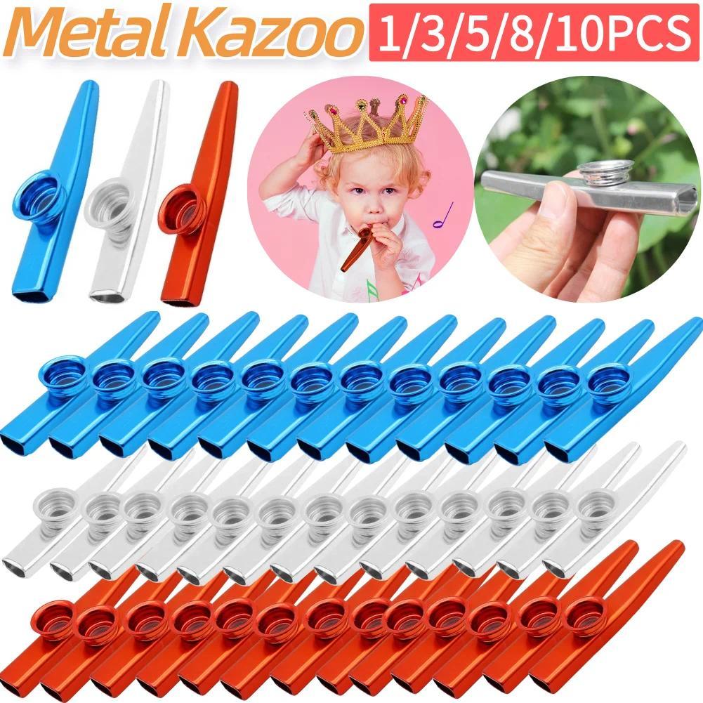 1-10PCS 12cm Portable Metal Kazoo Aluminum Flute Mouth Flute for Beginners Kids Adult Gifts Woodwind