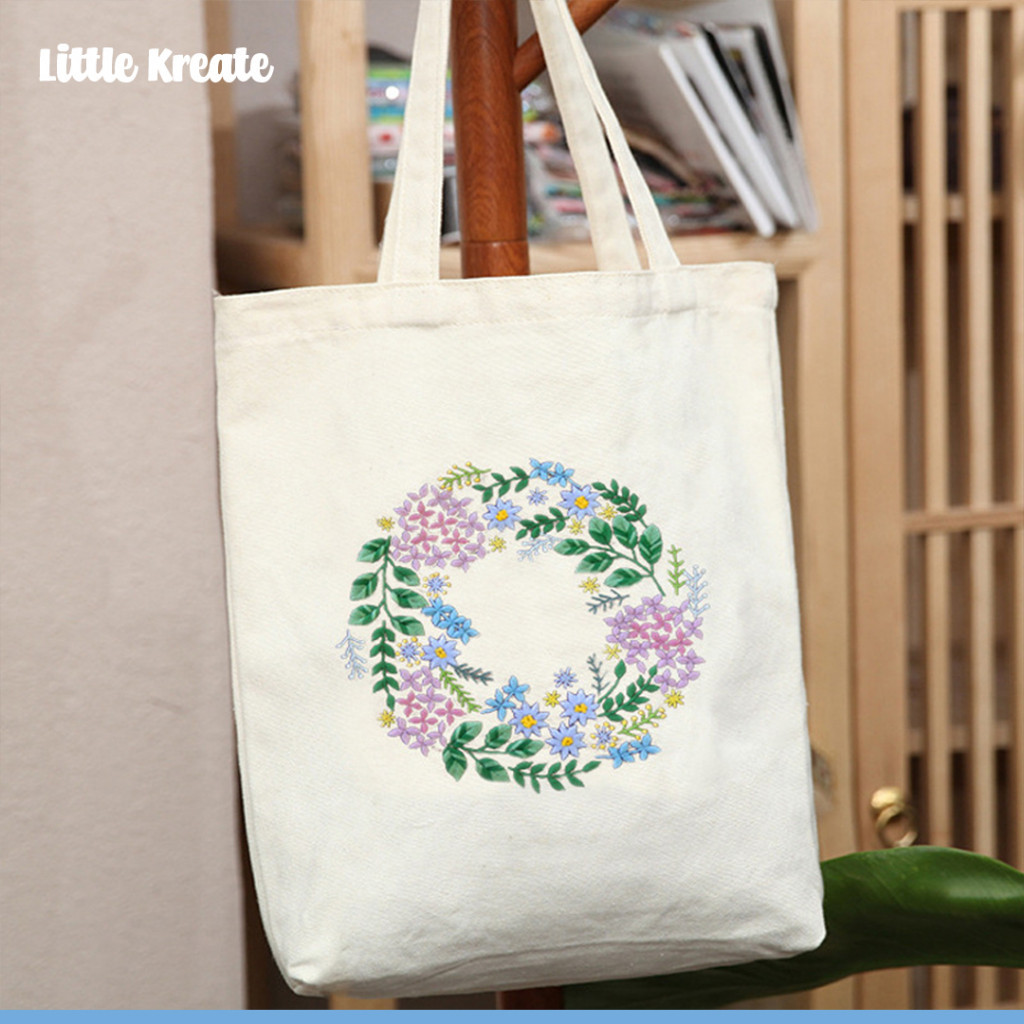 EG#105 DIY Tas Kain Sulam /  DIY Hand Embroidery Totebag Set / Paket Sulam Menyulam / Jahit Bordir
