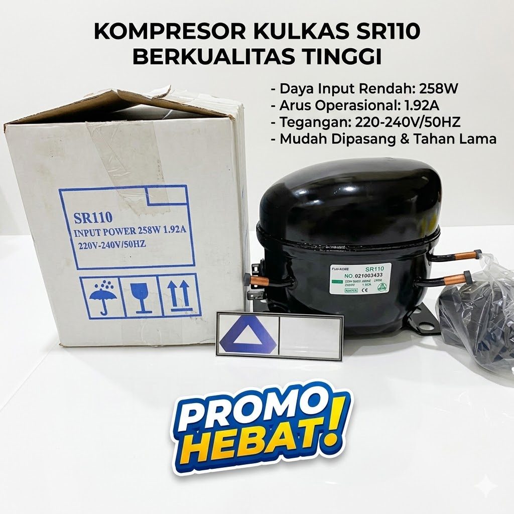 FUJI KOBE KOMPRESOR KULKAS 1/3HP 1/3 HP 258W 258 WATT COMPRESSOR KOMPRESSOR FREEZER KULKAS SR110 SR 