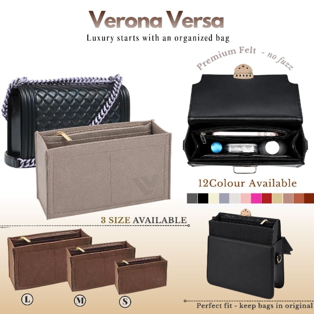 Verona Versa Premium Flap Bag & Pouch Bag Organizer – Nano Micro insert Bag Luxury Inner Organizer f