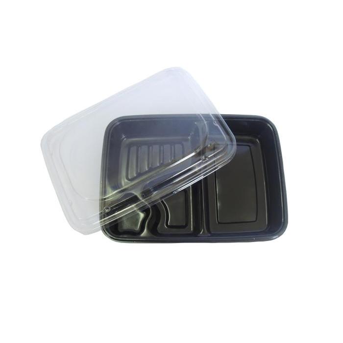 Box Bento Bintang Mika Bento Sekat 4 Hitam Isi 50pcs Bahan PET Kuat Terlaris - POLOS