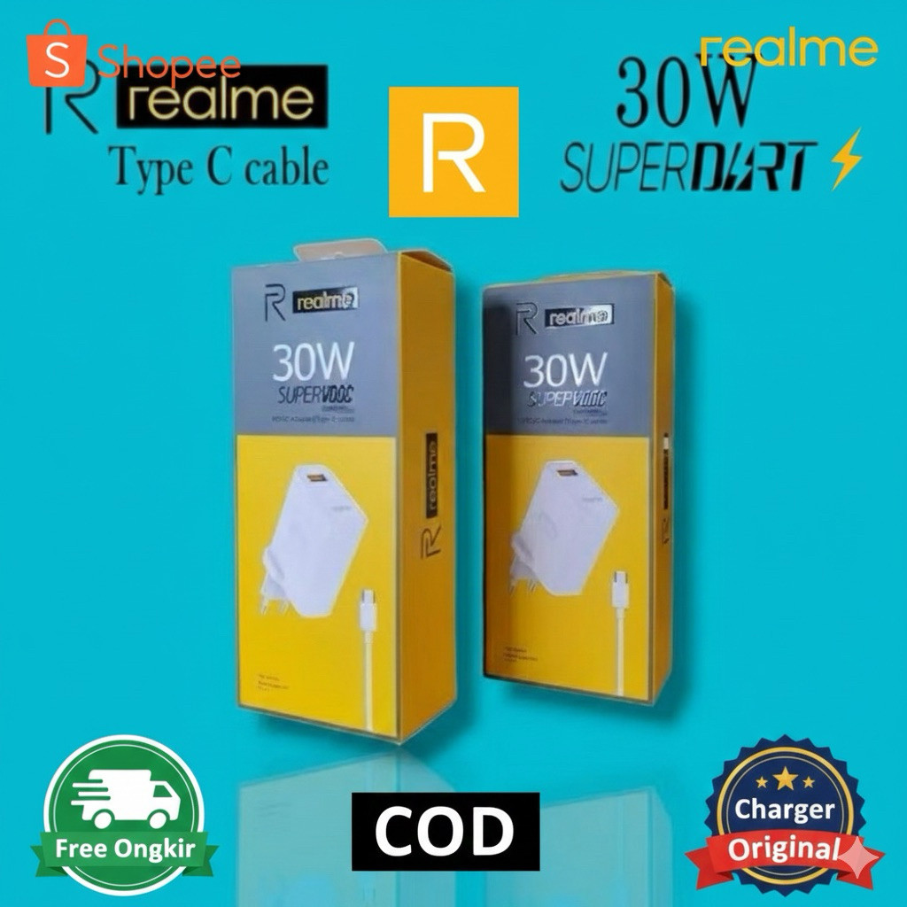 New Charger Relmi 30W Dart Charge Original 100% - Adaptor + Kabel Type C Fast Charging