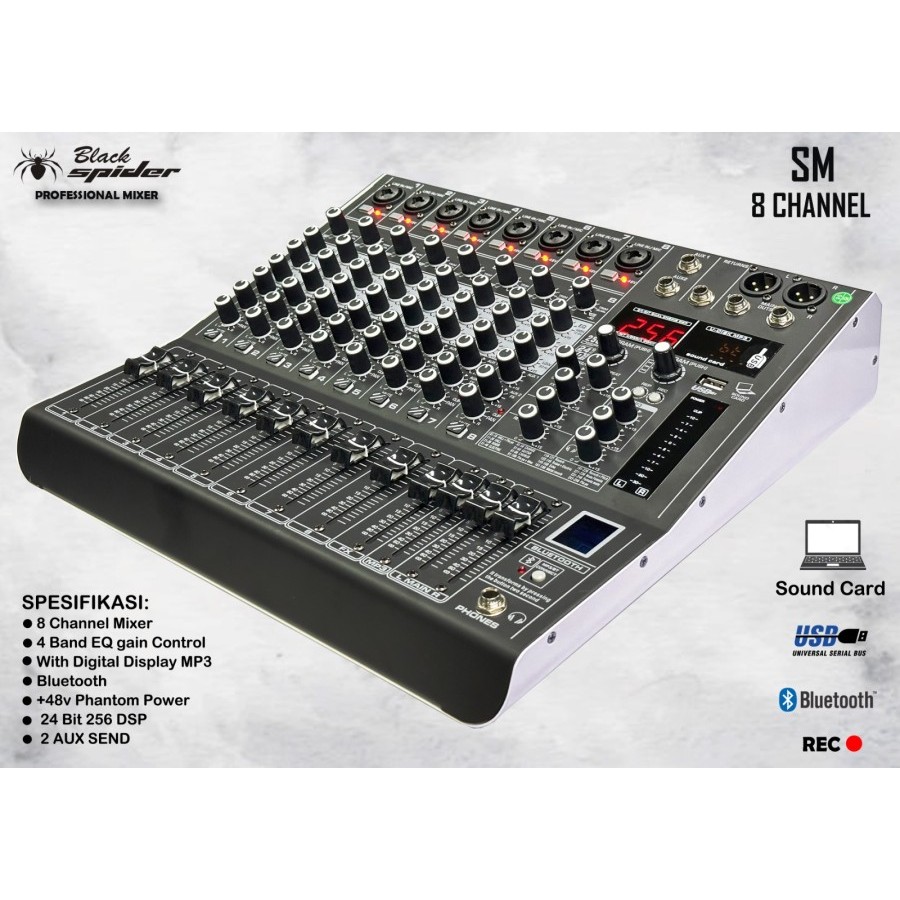 mixer audio mixer 8 channel Black Spider SM 8
