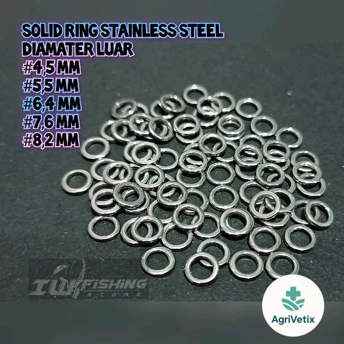 10 pcs solid ring bulat bahan stainless steel ukuran diameter luar 4,5 mm, 5,5 mm, 6,4 mm, 7,6 mm da