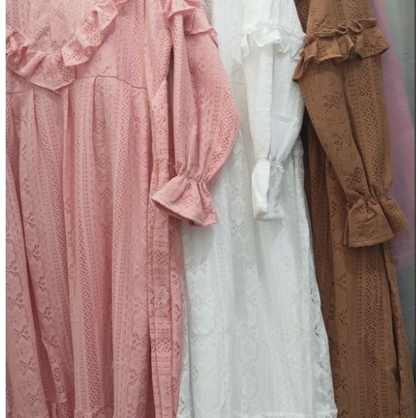 Gamis full brukat Jumbo LD 120 130 150