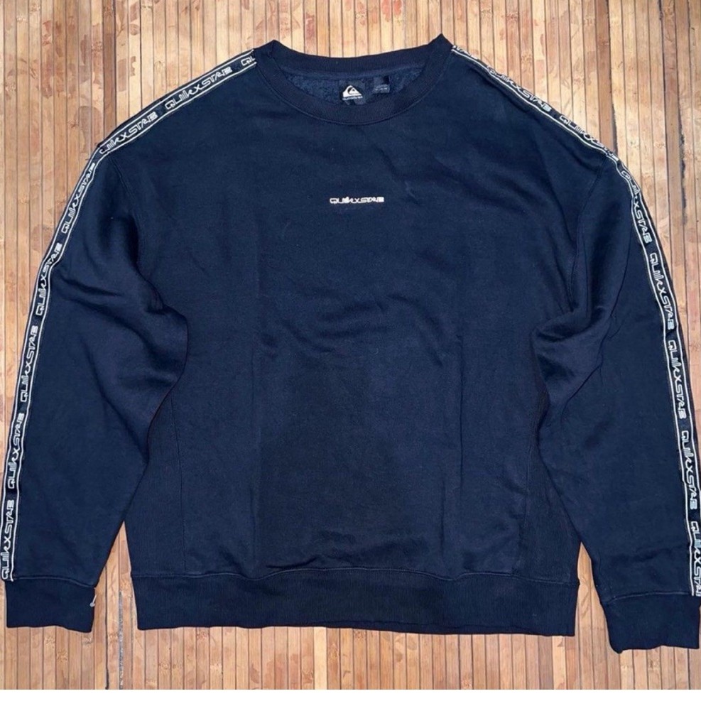 QUIKSILVER BLACK TAPED CREWNECK SWEATER SWEATSHIRT