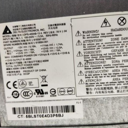 POWER SUPPLY HP Z210 Z220 DPS-400AB-13 A 400WATT ( BERGARANSI )