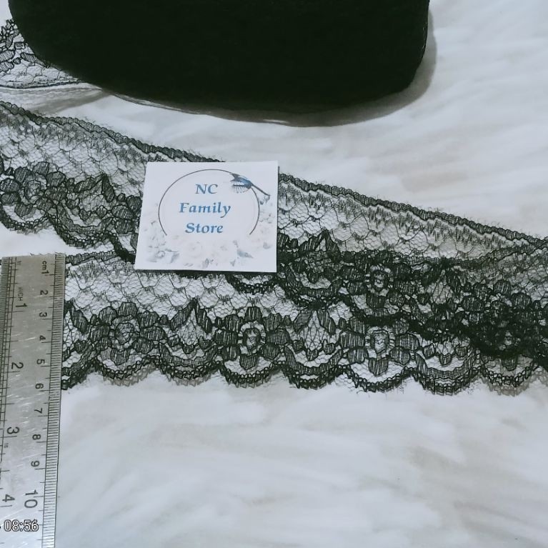 Renda Cantik Warna Hitam Lebar 6cm Dijual per Yard