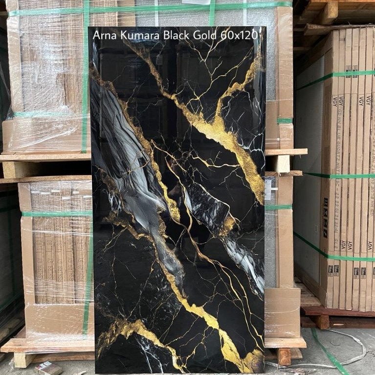 Granite Lantai 60X120 | Kumara Black Gold | ARNA | Glazed Polished