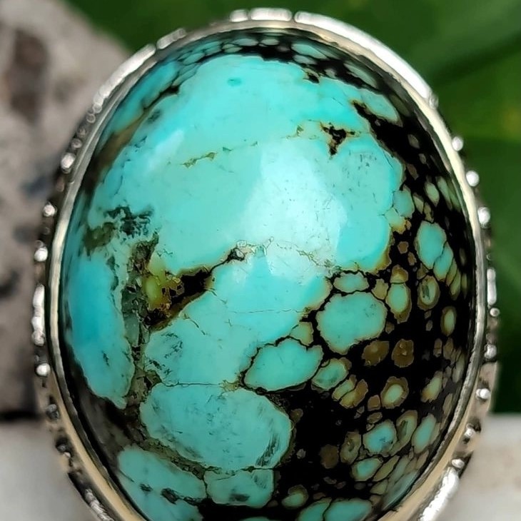 Cincin Batu Pirus Hubei Jenong Ceplok Kuro