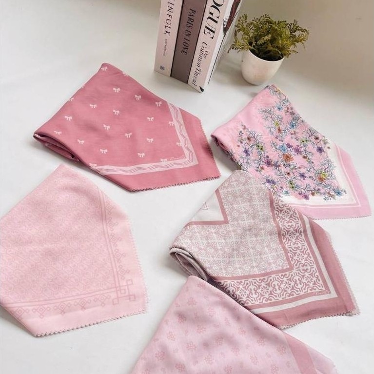 Serba Pink Hijab Kerudung Serba Pink Hijab Segiempat Voal Motif Jilbab Serba Pink