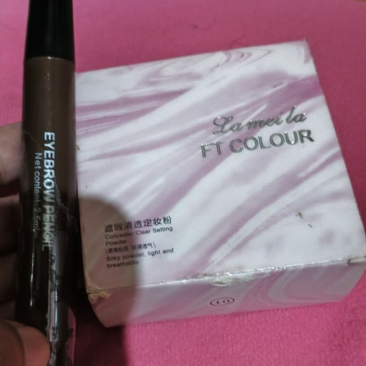 pensil alis svmy dark brown plus bedak tabur lameila