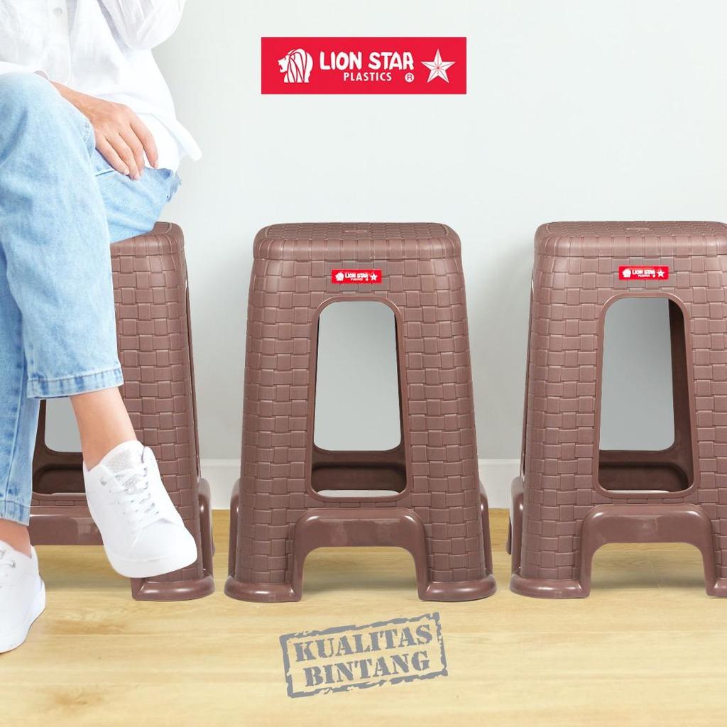 MICTON Lion Star G-24 Satin High Stool Kursi Plastik Tinggi Bangku Serbaguna Stool Plastik Kuat Taha