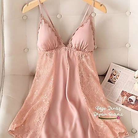 BDDS LINGERIE SILK Baju Tidur Wanita Dress Lingerie Bahan Silk Kombinasi Renda Elegan SILK PS 08