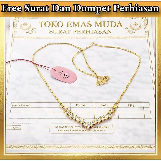 Kalung Fuji Premium Berlapis Emas Muda Mewah Elegan Perhiasan Fashion Wanita Dapat Surat Dari Toko