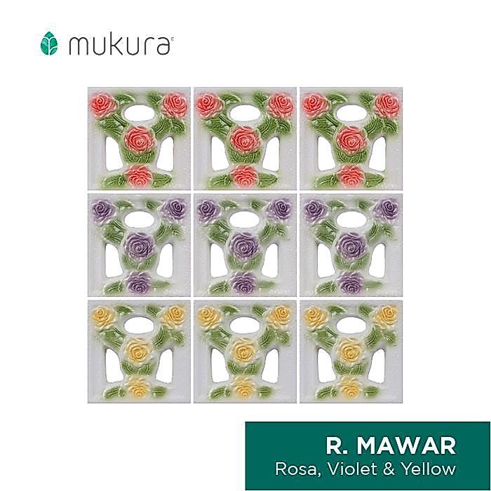 Roster Keramik Mukura Pagar Roster Bunga Mawar 20x20cm