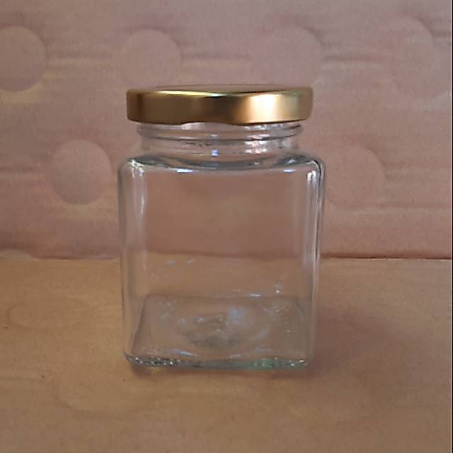 Jar kaca / botol kaca kotak 200 ml 100% baru
