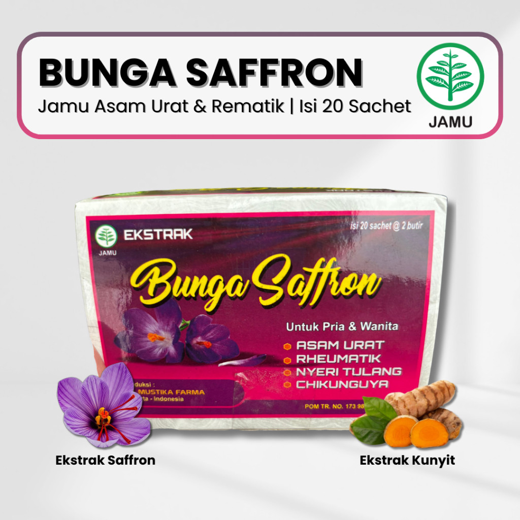 Terlaris  BPOM Original 100% ALL NEW TERBARU~Ap Bunga Saffron Ekstrak Pil Jamu Herbal Asam Urat Reum