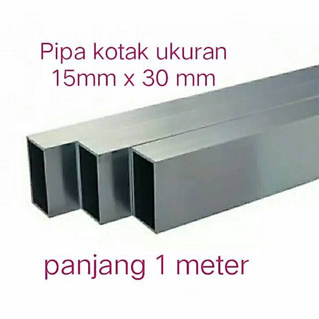 Pipa kotak 1 meter 1.5x3.0MM stenlis chrome