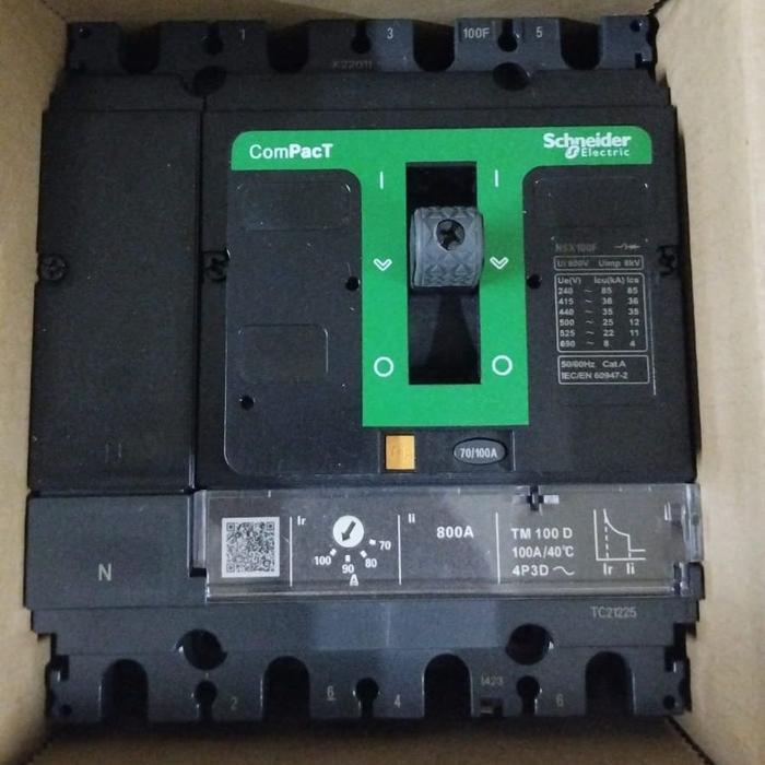 Schneider MCCB NSX100F 36KA-50KA 4P-70/100A SNI Original ComPact 800A TM100D 100A/40C 4P3D Baru Sege