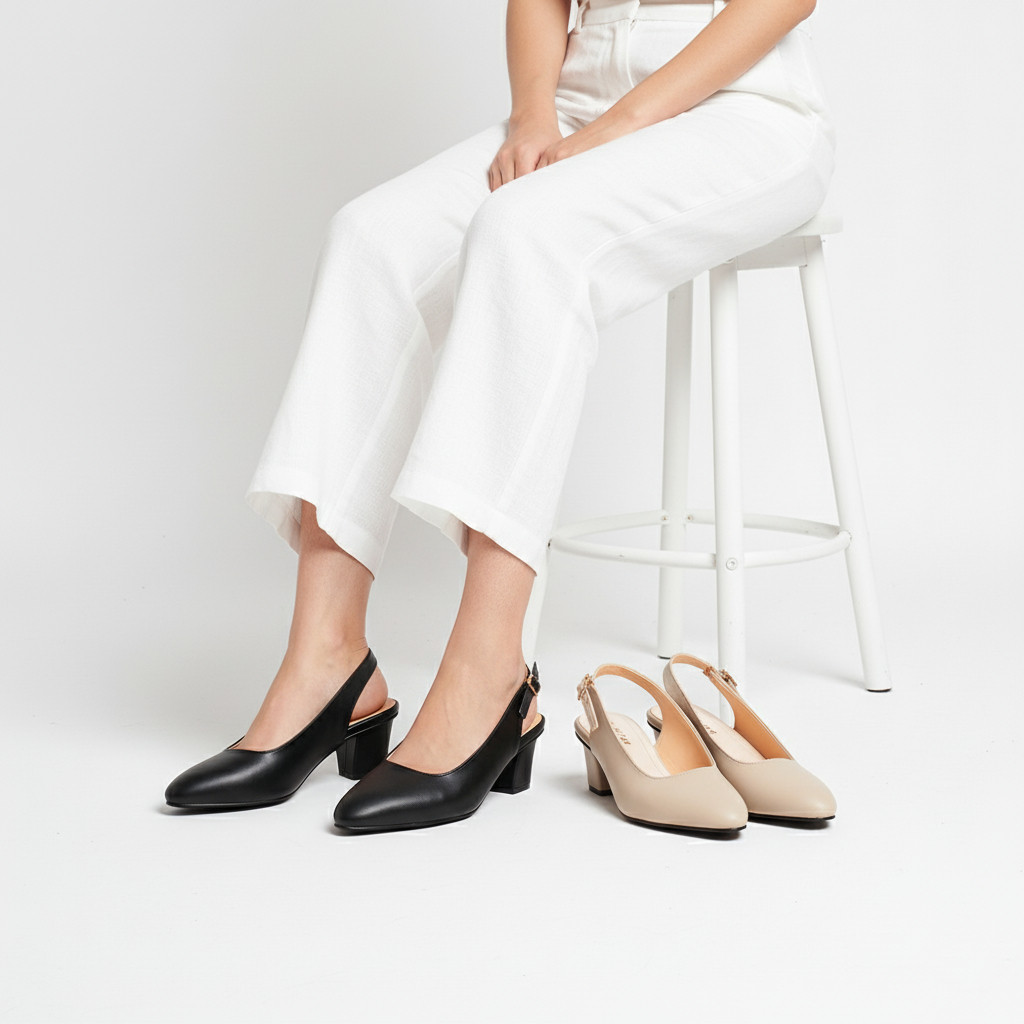 Zavatu Sepatu Sandal Wanita Slip On Mules Bustong Model Tali Hak 5 cm Big Size Jumbo  35-45 ZVT 391