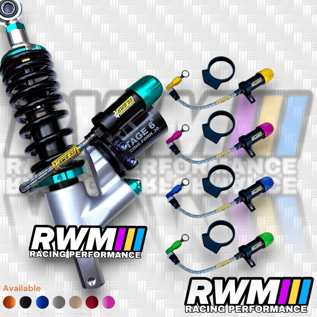 Adjuster Shock Belakang Rt Stage X2 Two Logo kwbss Tabung Polos Hitam / Silver Selang Silver Uliran 