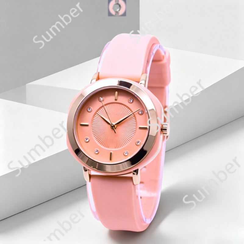 Jam Tangan  Wanita Pria Analog 35mm Tali Rubber Warna