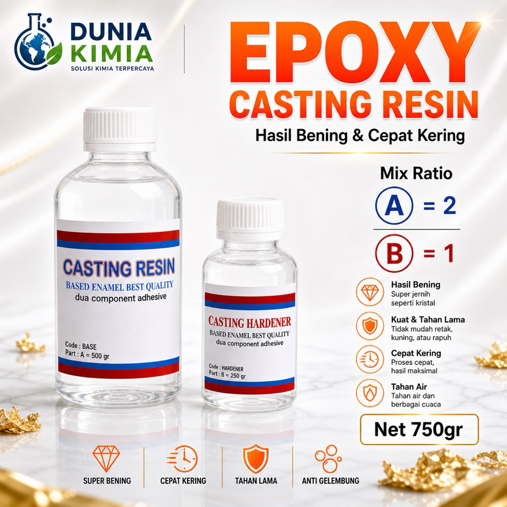 Epoxy Resin Bening - Casting Resin 750Gr - Resin Table Top  - Resin Meja Kayu