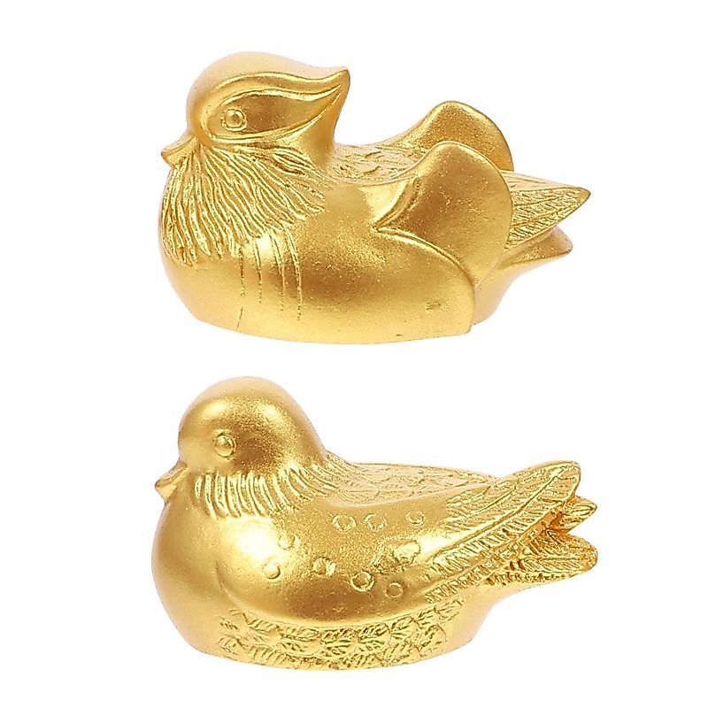 Bebek Mandarin Sepasang Feng Shui Mandarin Patung Emas Pajangan Bebek Minimalis