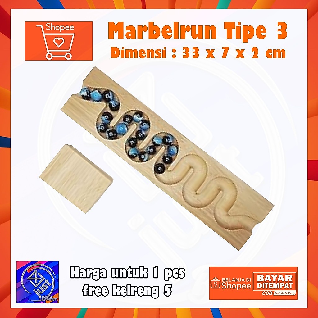 Just 4U/ Marbel Run Race Lintasan Balap Kelereng Kayu Tipe 3