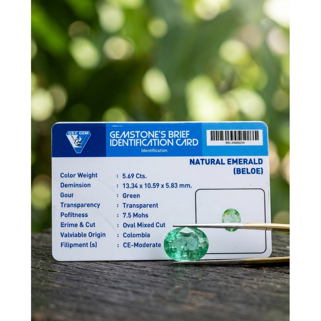 Natural Batu Permata Lostone Emerald Beryl Colombia Zamrud Clean Crsytal sudah memo