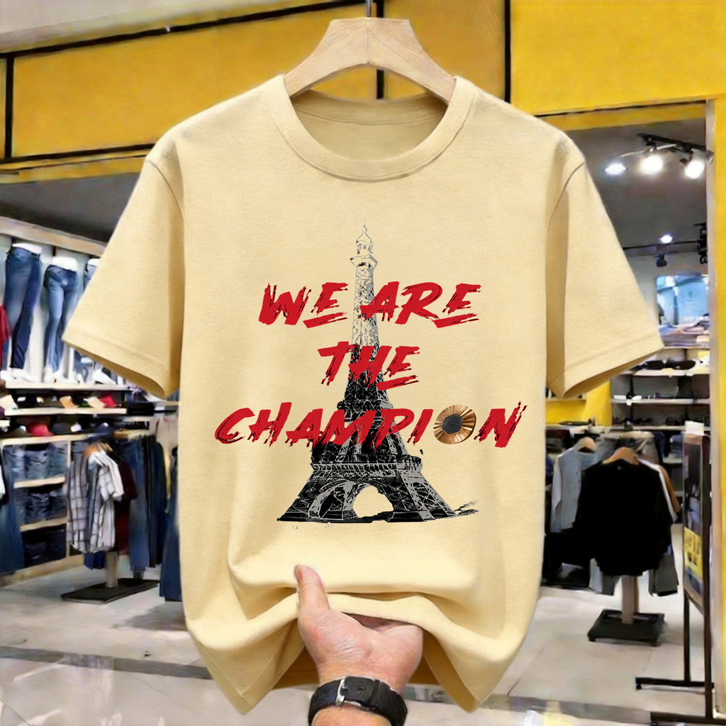 Eiffel Tower Champion Print Kaos Polos Katun Premium Tebal 210GSM Original Indonesia Size Lengkap Lo