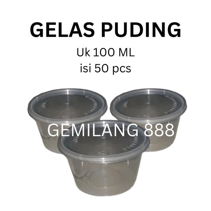 Gelas Puding+Tutup Isi 50 Pcs / Cup Puding, Cup Saos, Thinwall Puding - CupPuding 100ML