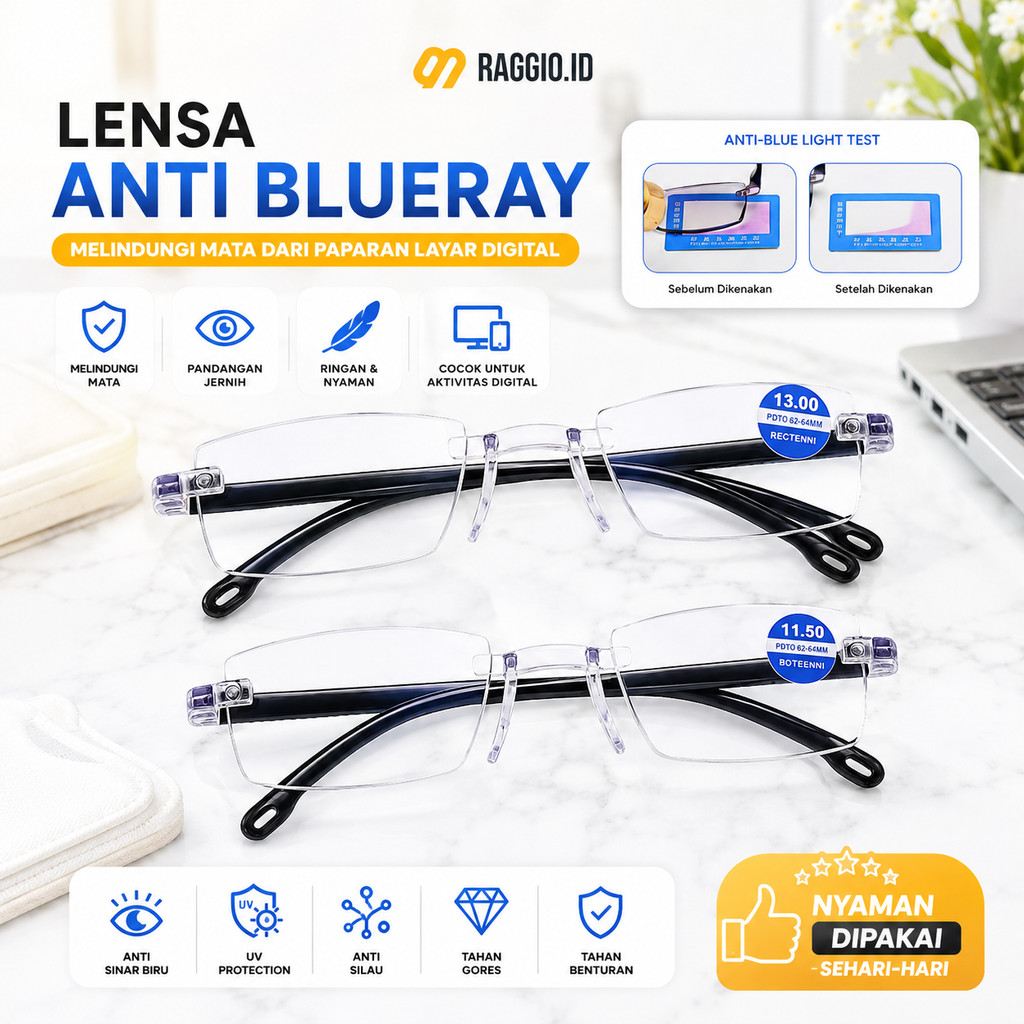 Kacamata Baca Plus Blueray – Photocromic Anti Radiasi & Anti Pecah