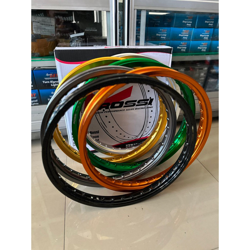 VELG ROSSI HITAM GILAP GLOSY SILVER PUTIH KUNING GOLD HIJAU GREY TITANIUM ABU ABU ORANGE OREN 120 14