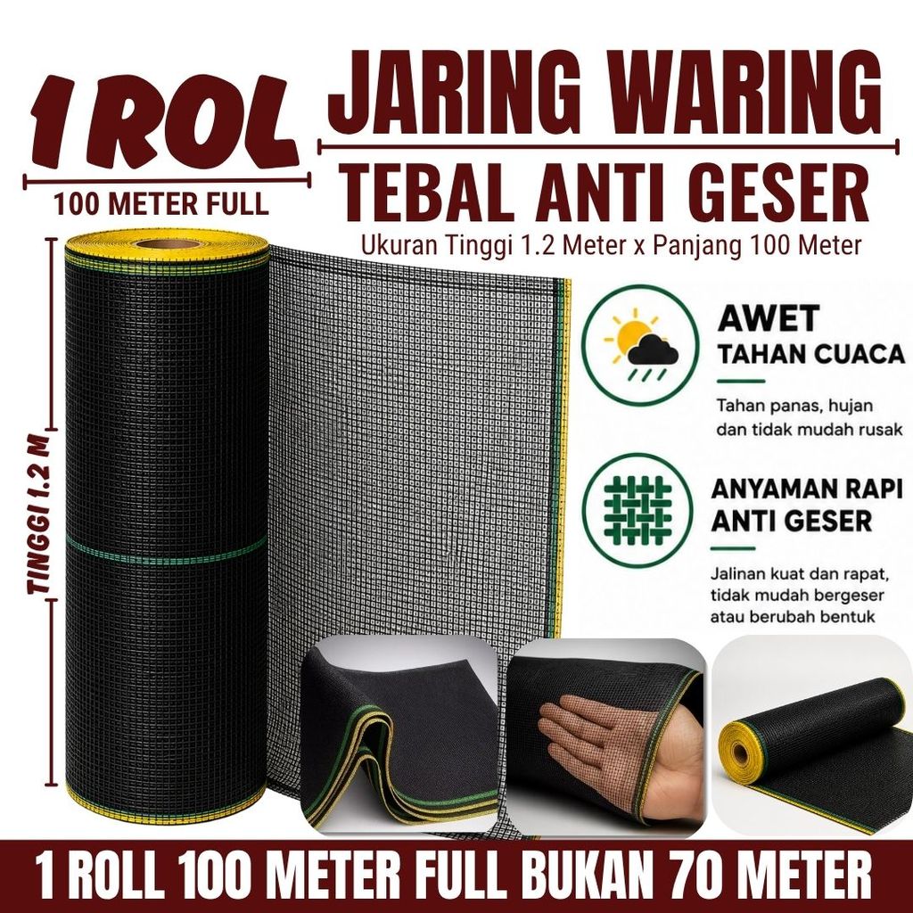 Jaring Waring Ukuran 100 M x 120 CM / Jaring Waring Pagar Kebun / Sekat Kolam / Pagar Ayam