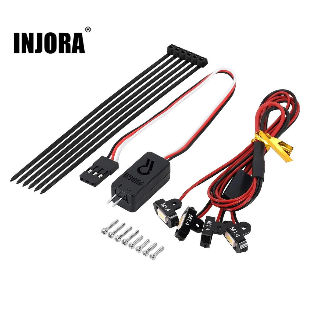 INJORA Rock Lights Kit with Controller for 1/18 1/24 RC Crawler (White, Yellow)